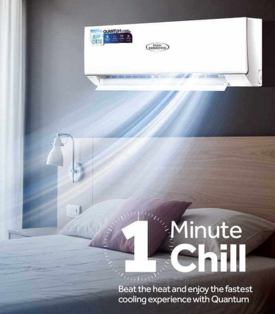 Haier Thermocool 2HP Quantum AC HSU-18CFQE-QW01 – Instant Chill, Energy Saving & Low Voltage, White