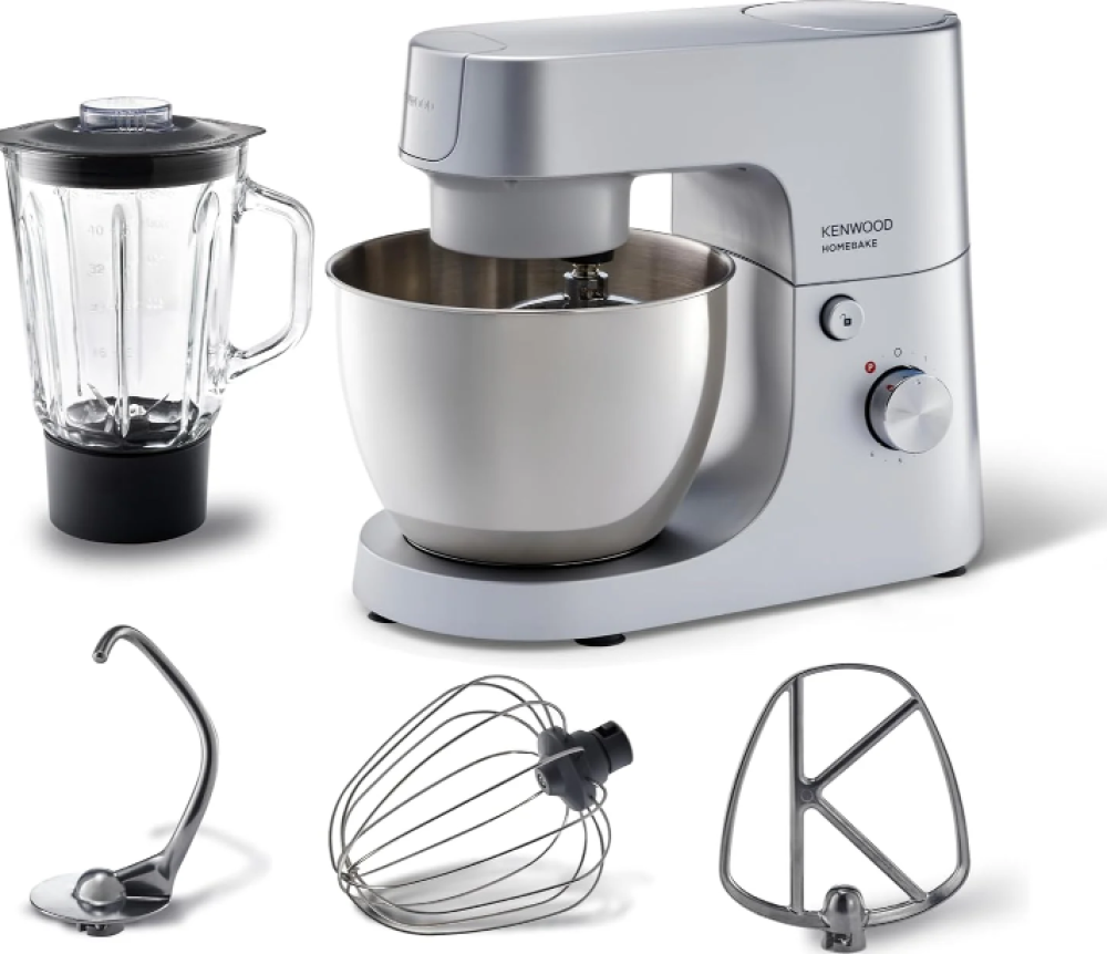 Kenwood 5L Stand Mixer + Blender – 1400W Kitchen Machine KHH01.120SI – Stainless Steel Bowl, K-Beater, Whisk & Dough Hook – Silver