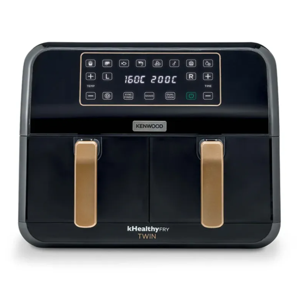 Kenwood Digital Twin Air Fryer 4L + 4L – DualZone Technology, Max Crisp & Dehydrate – HFP70.000 (Black)