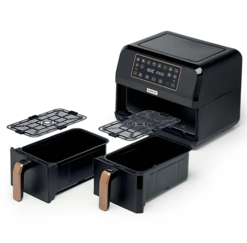 Kenwood Digital Twin Air Fryer 4L + 4L – DualZone Technology, Max Crisp & Dehydrate – HFP70.000 (Black)