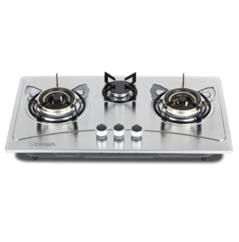 QASA 3-Burner Stainless Gas Cooker (3B Premium) – Auto Ignition LPG Tabletop