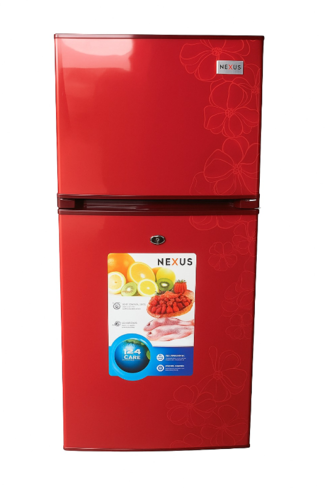 NEXUS NX-235 172L Double Door Refrigerator – Red with Flower Design, Energy-Saving