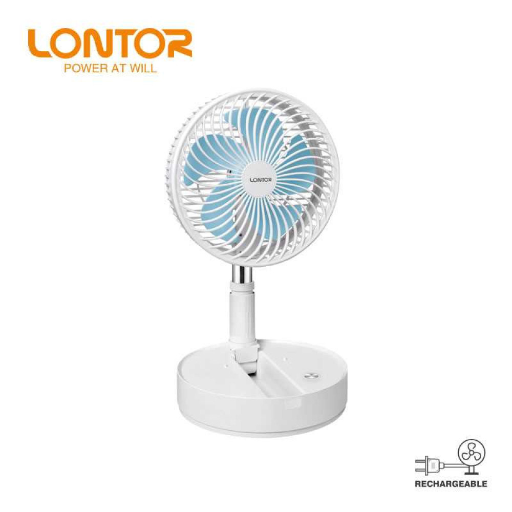 LONTOR 7INCH MINI ADJUSTABLE TABLE/STANDING RECHARGEABLE FAN