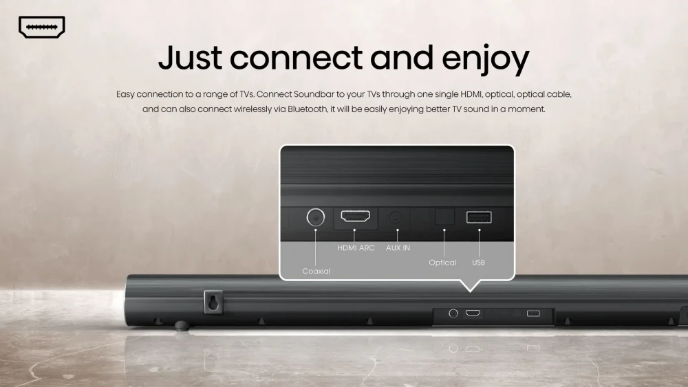 Hisense HS2100-FM 240W 2.1CH Soundbar with Subwoofer – Clear & Powerful Home Audio