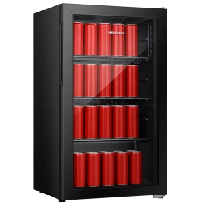 Hisense 91L Glass Door Beverage Cooler (94JC) – Compact Drinks Chiller with LED Light