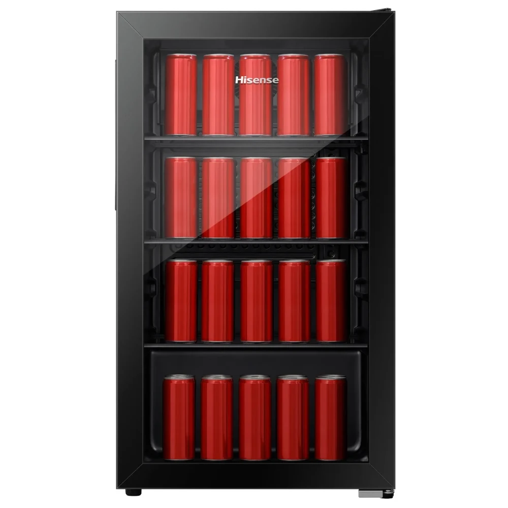 Hisense 91L Glass Door Beverage Cooler (94JC) – Compact Drinks Chiller with LED Light