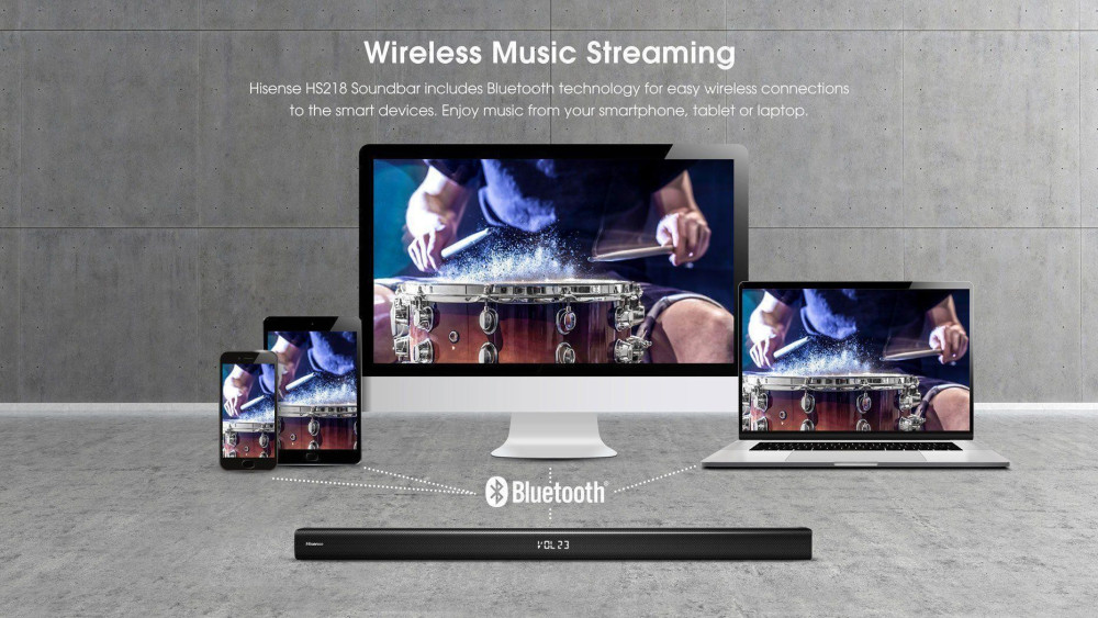 Hisense HS218 2.1ch 200W Soundbar with wireless subwoofer
