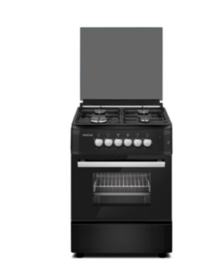 Bruhm 60x60cm Gas Cooker BGC-6640IB – 4 Gas Burners with Electrical Oven, Black Finish