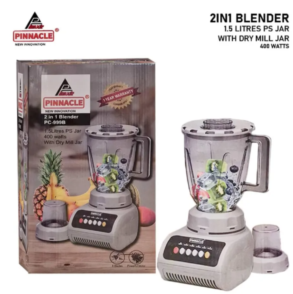 Pinnacle 2-in-1 Blender PC-99B 1.5L 400W with Dry Mill Jar