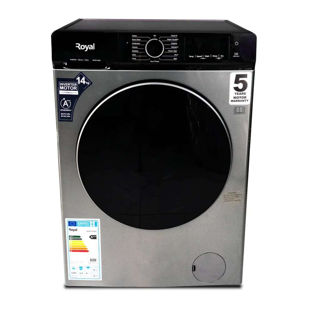 Royal 14KG Front Load Washer & Dryer RWDFL14HQD with Anti-Wrinkle and Extra Rinse