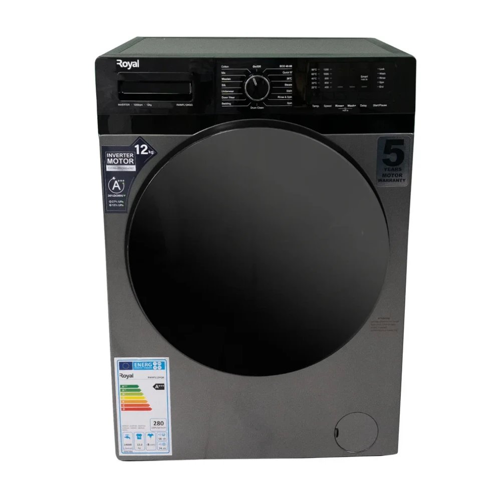 Royal 12KG Front Load Washing Machine RWMFL12HQG with Anti-Wrinkle and Extra Rinse