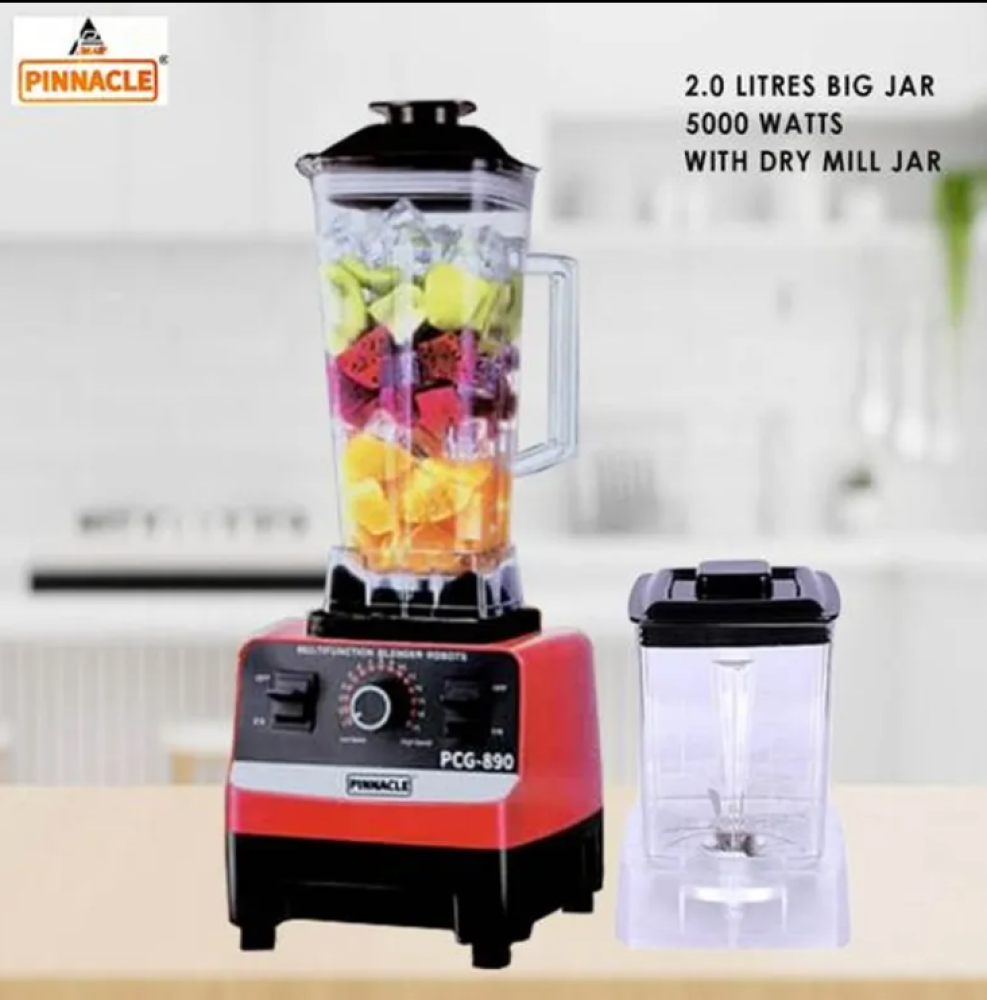 Pinnacle PCG-890 Heavy Duty Blender 5000W - Professional Food Crusher with Dry Mill Jar for Smoothies, Soups & Grinding