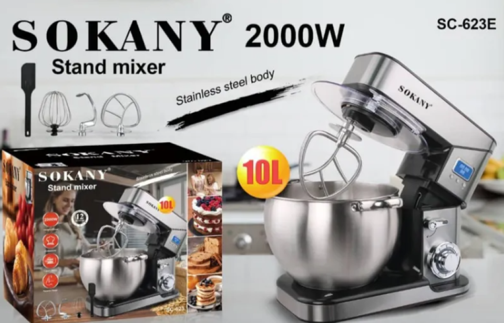Sokany SC-623E Stand Mixer 10L 2000W Stainless Steel