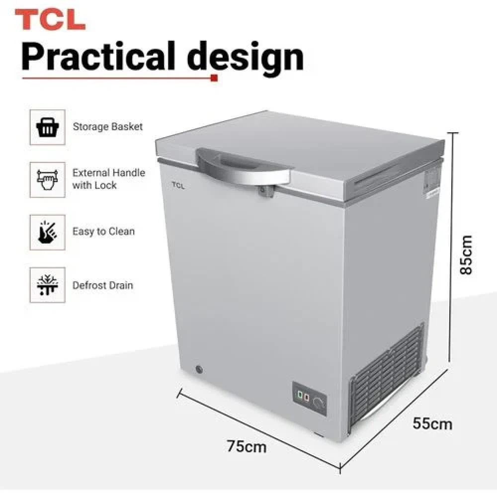 TCL F261CF 210L Chest Freezer Silver – Compact, Energy-Efficient Freezing