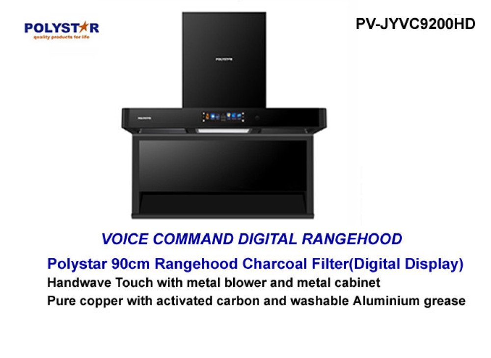 POLYSTAR 90CM RANGE HOOD WITH VOICE CONTROL – PV-JYVC9200HD