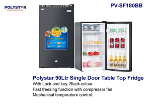 POLYSTAR 90 LITERS SINGLE DOOR TABLE TOP FRIDGE BLACK|PV-SF180BB