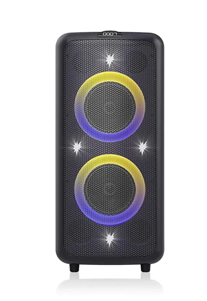 F&D PA300 100W Portable Party Speaker with 7-Inch Bass Driver, Bluetooth, USB, FM, and Wireless Mic – Black