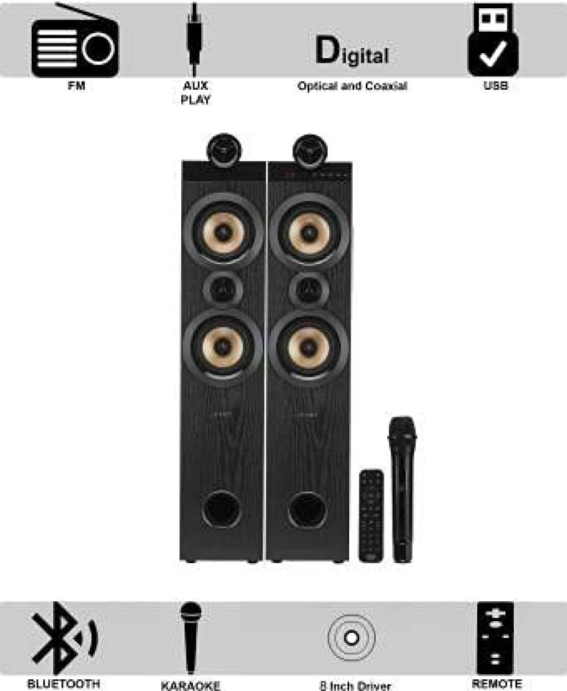 F&D T-70X 160W Tower Speaker with Bluetooth, Wireless Streaming & Powerful Sound – Black