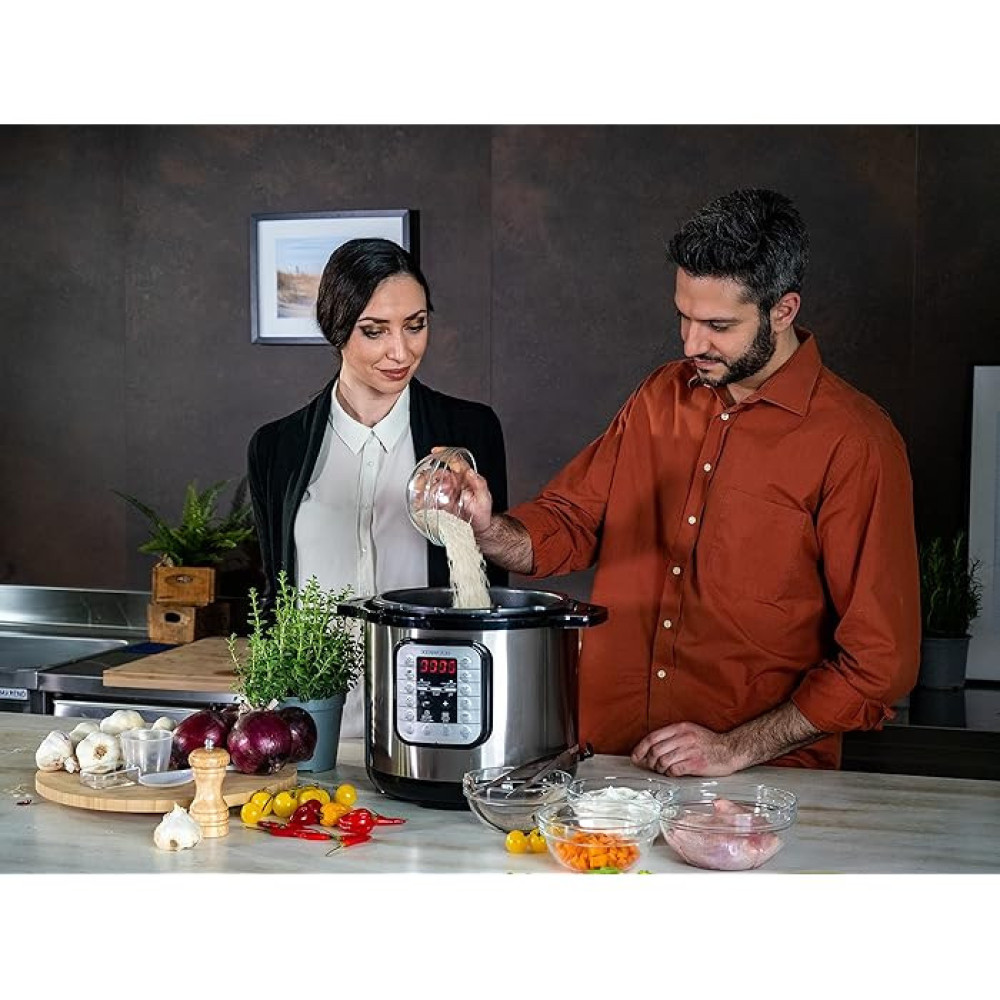 Kenwood 6L Electric Pressure Cooker – 1000W with 14 Programs | PCM60 (Steel & Black)