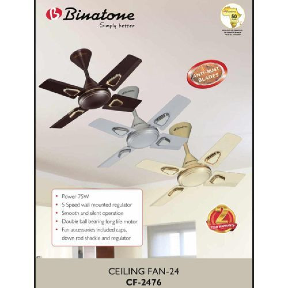 Binatone 24 inches Short Blade Silent Breeze Ceiling Fan CF-2476 White