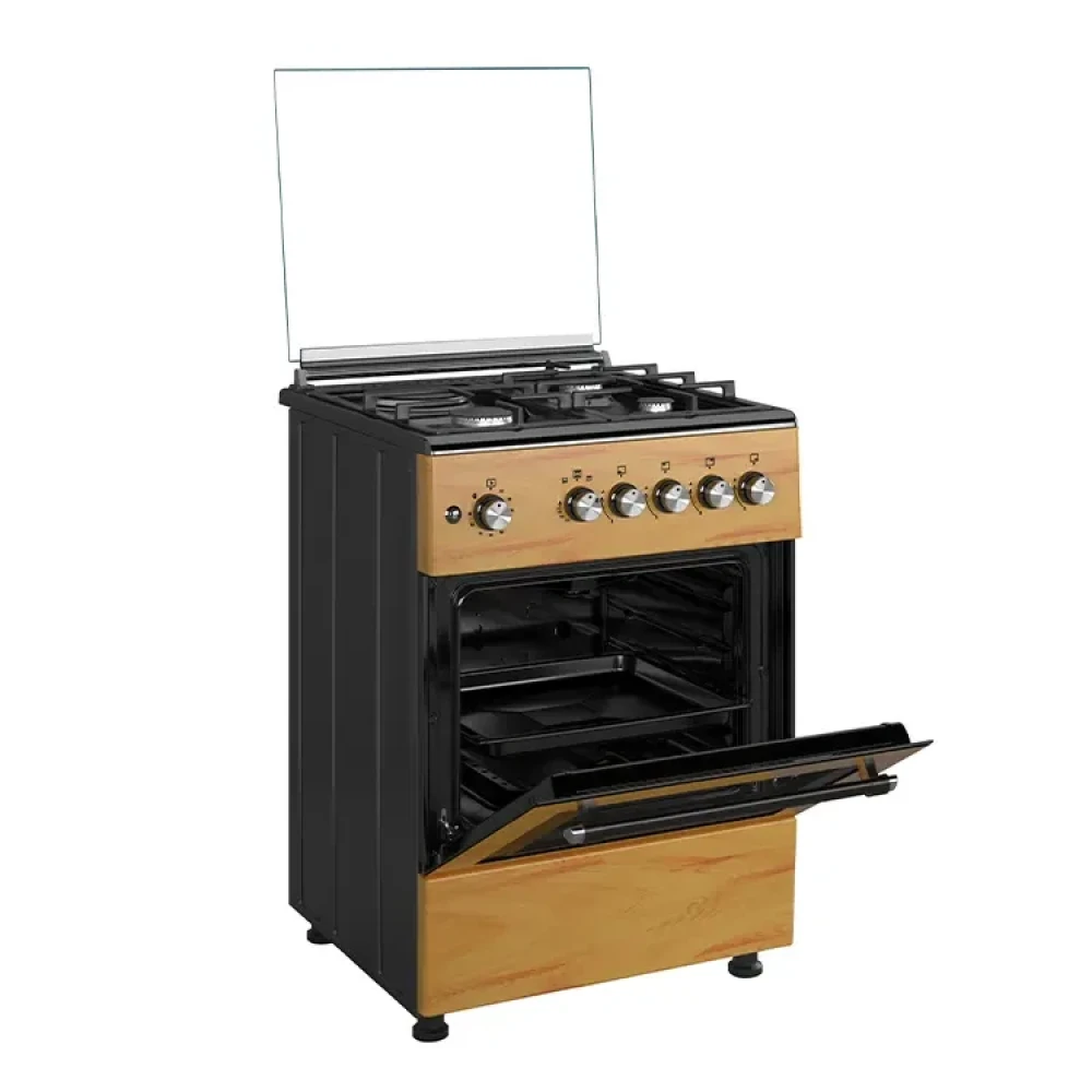 Maxi Gas Cooker 60x60 CM (3+1) Burners IGL Wood (TR) – Stylish Wood Finish with Oven & Grill