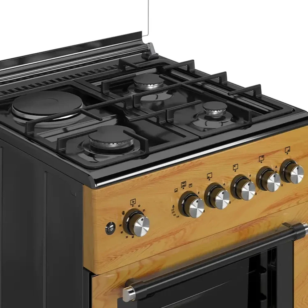 Maxi Gas Cooker 60x60 CM (3+1) Burners IGL Wood (TR) – Stylish Wood Finish with Oven & Grill