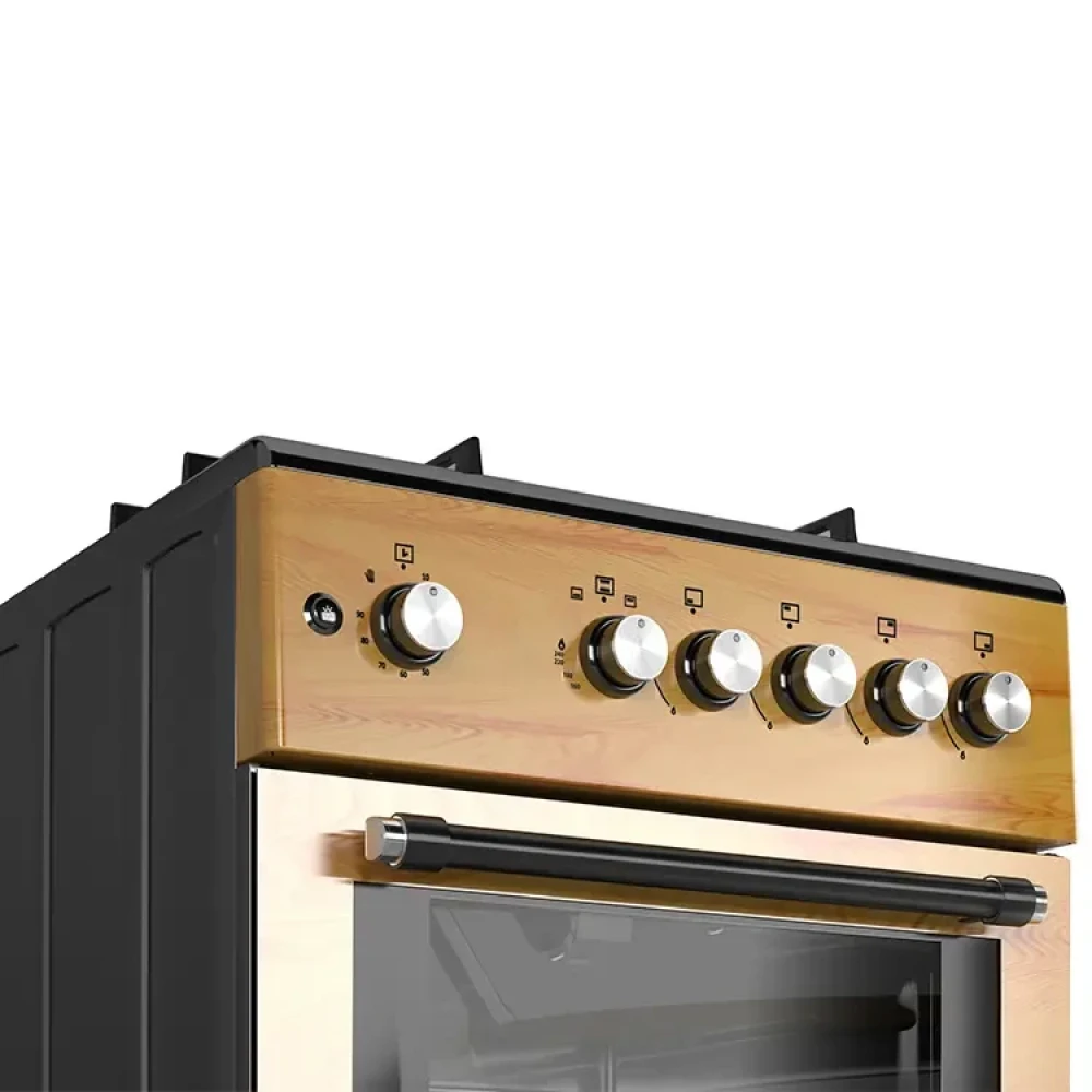 Maxi Gas Cooker 60x60 CM (3+1) Burners IGL Wood (TR) – Stylish Wood Finish with Oven & Grill
