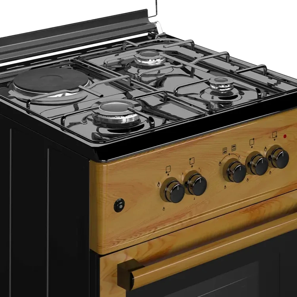 Maxi Gas Cooker 60x60 CM (3+1) Burners IGL Wood (TR) – Stylish Wood Finish with Oven & Grill