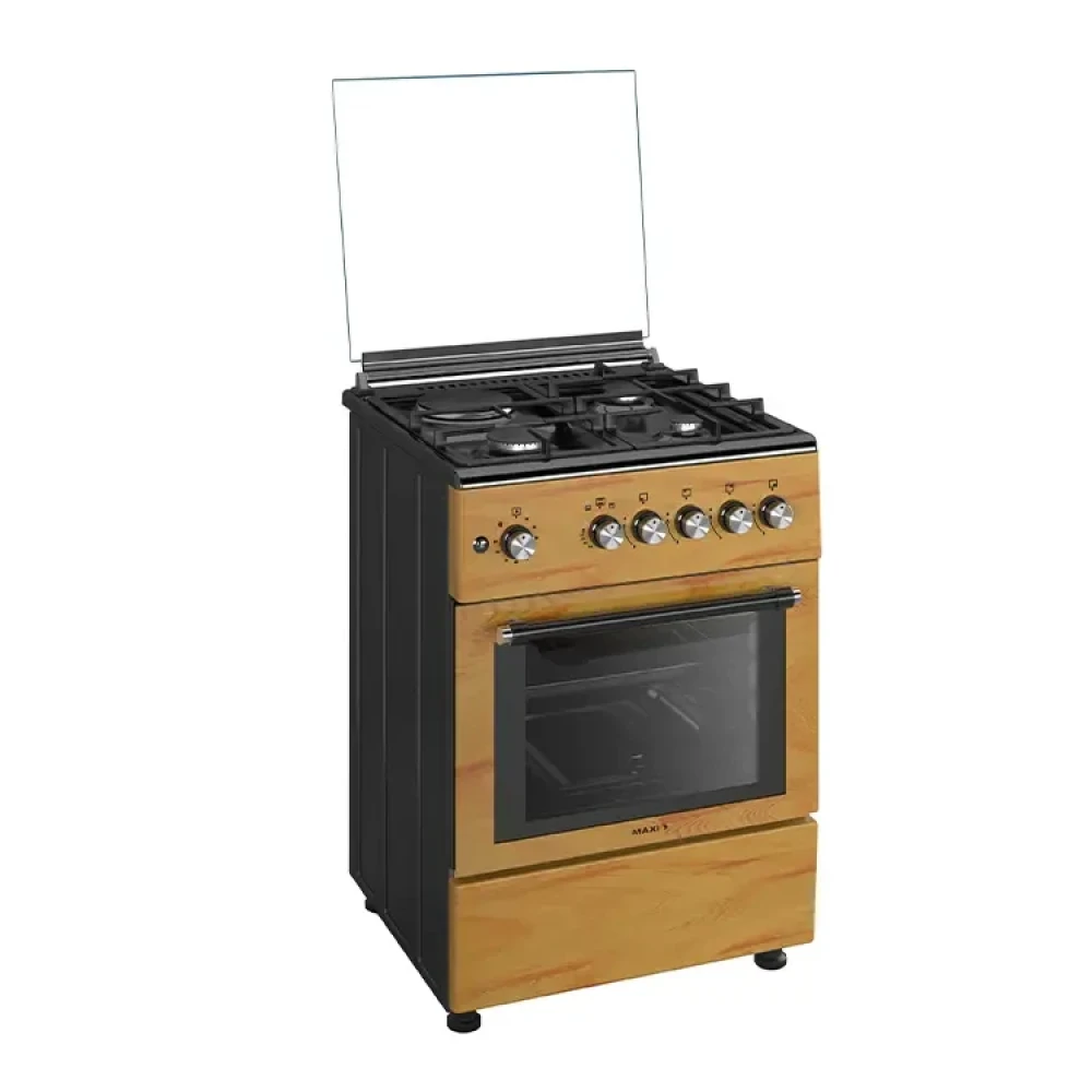 Maxi Gas Cooker 60x60 CM (3+1) Burners IGL Wood (TR) – Stylish Wood Finish with Oven & Grill