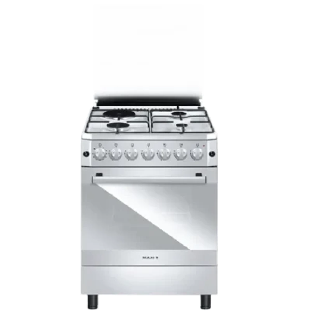 Maxi Gas Cooker 60x60CM (3+1) Burners Inox PLUS – With Oven Thermostat & Auto Ignition
