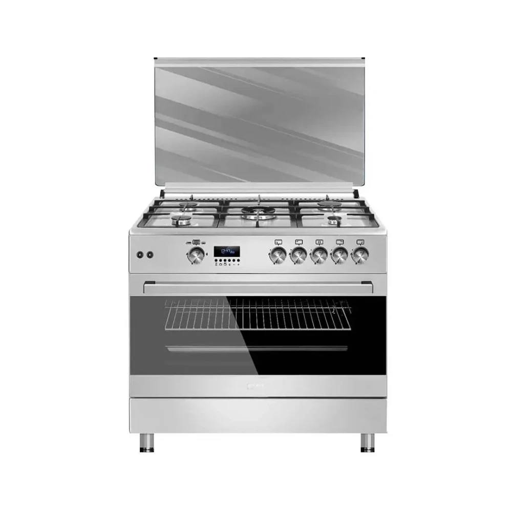 Maxi Shine Line 60x90cm 5-Burner Gas Cooker (FK962DSS) – Inox with Rotisserie & Digital Timer