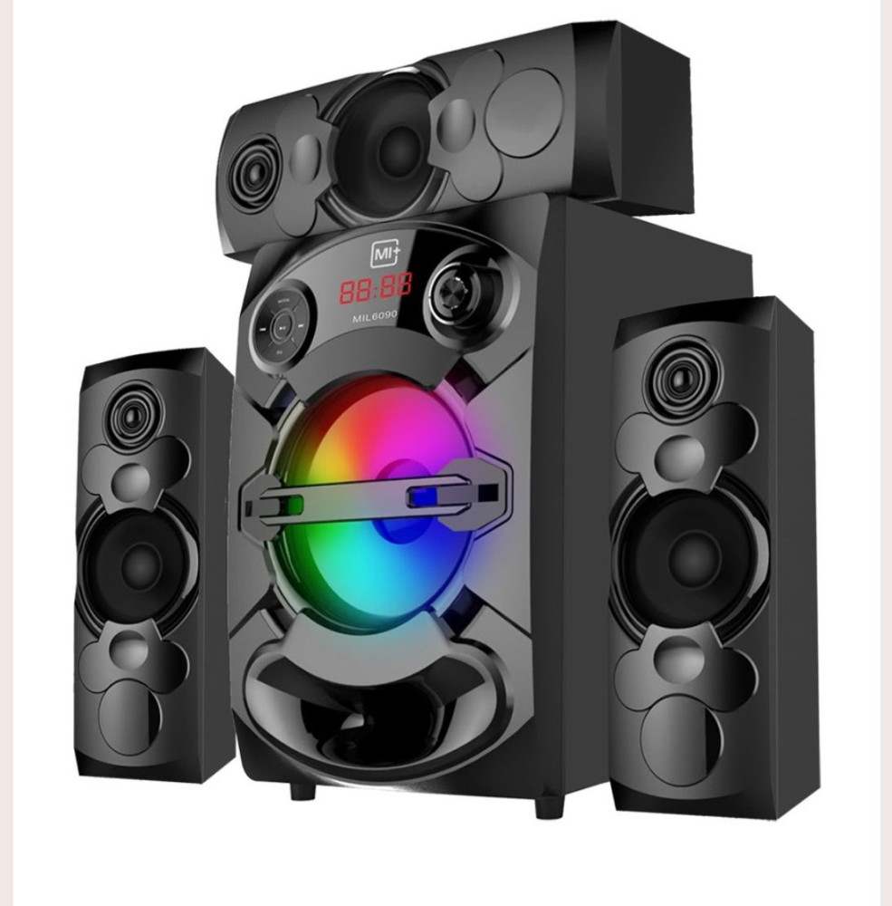 Mi+ 3.1CH Home Theater Speaker System with 6.5" Subwoofer, Bluetooth, USB, FM, SD, Remote Control, 40W + 10W×3 Output, Digital Amplifier, AC/DC Power