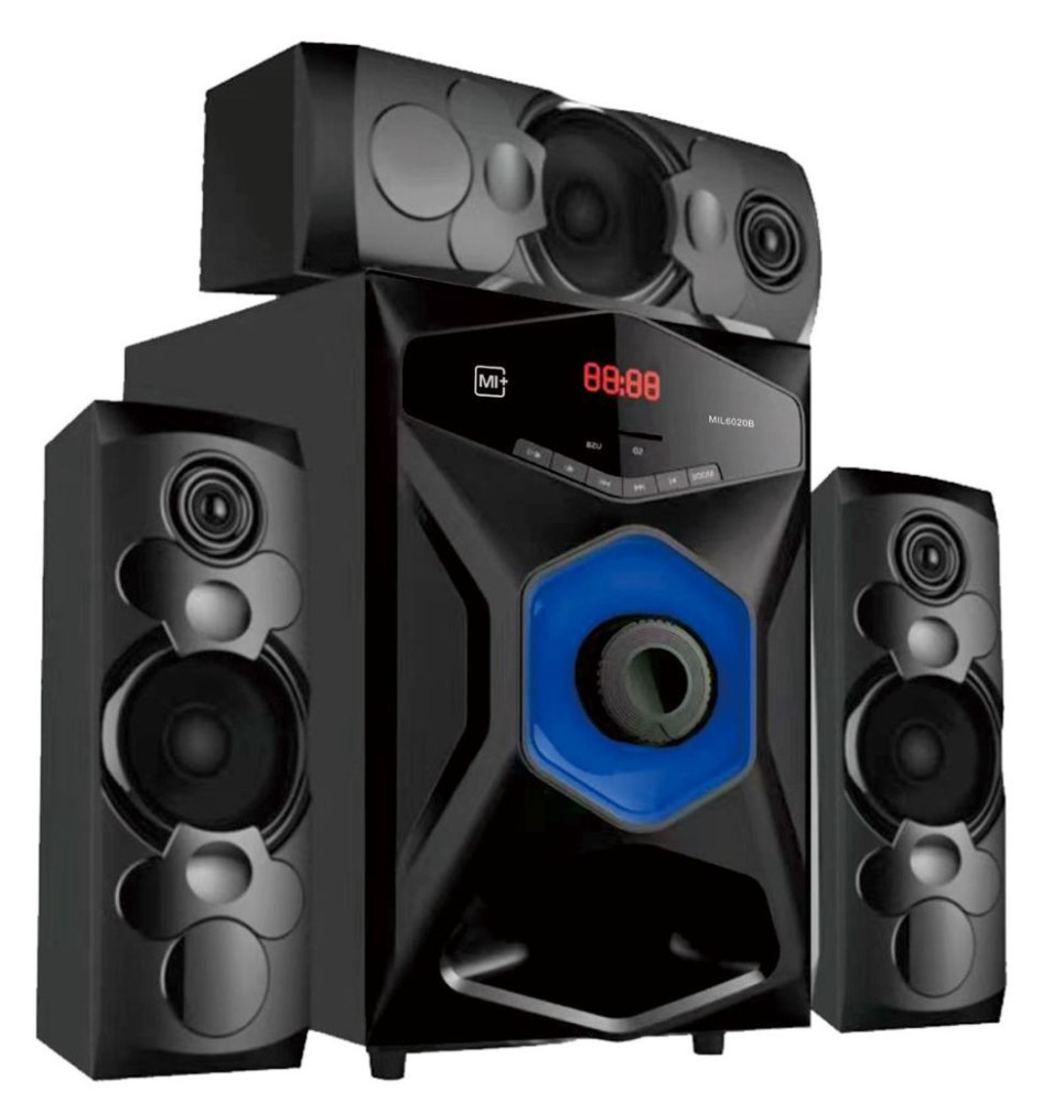Mi+ 3.1CH Home Theater Speaker System with 6.5" Subwoofer, Bluetooth, USB, FM, SD, Remote Control, 40W + 10W×3 Output, Digital Amplifier, AC/DC Power