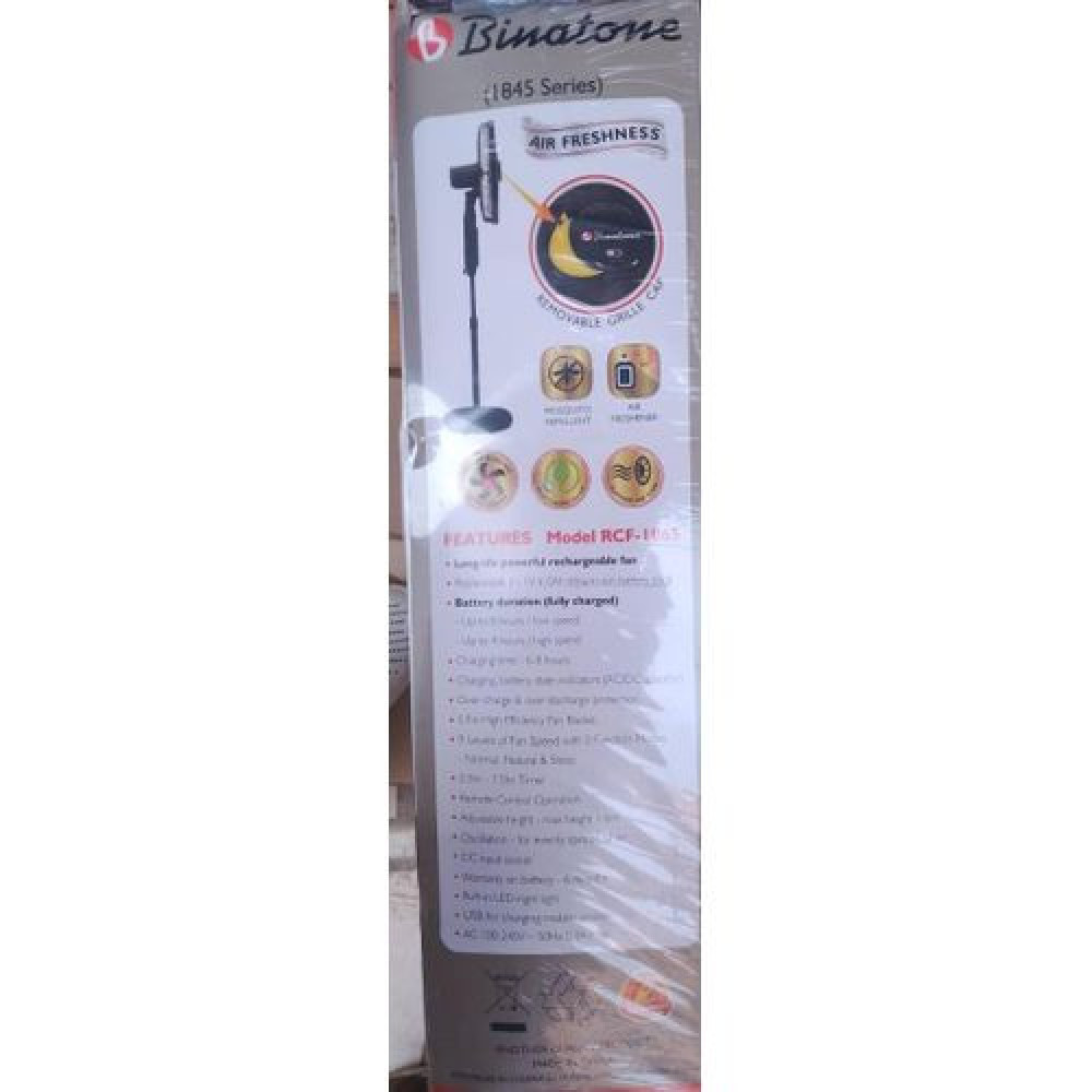 Binatone 18 Inches AC/DC Rechargeable Fan (RCF-1865) - Black