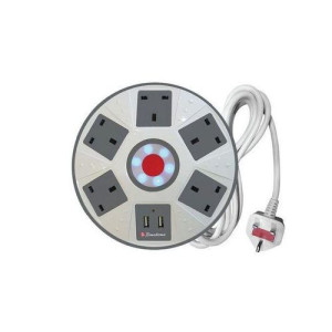 Binatone PEC-501D 5-Way Power Extension with Surge Protection & 2 USB Ports – 3M Cord, 100% Copper + 2 Years Warranty