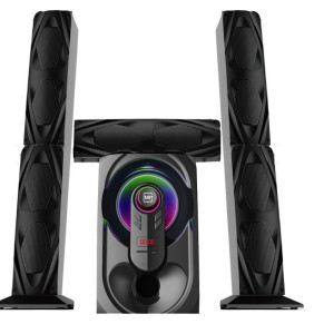 Mi+ 3.1CH Home Theater System – Powerful Subwoofer + 3 Satellites – Bluetooth, USB, FM, MP3 – LED Light– Wooden Cabinet