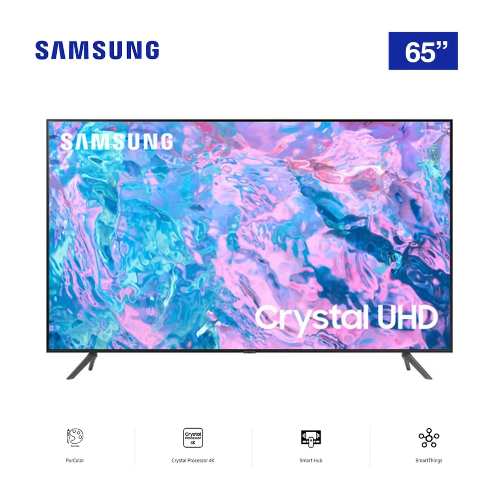 Samsung 65″ Crystal UHD 4K Smart TV (UA65CU7000) – HDR & Q-Symphony Audio