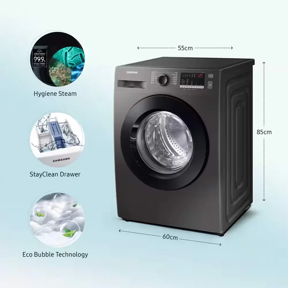 Samsung 8KG Front Load Washing Machine (WW80T4020CX/NQ) – EcoBubble™ & Hygiene Steam