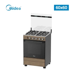 Midea 60x60 Gas Cooker 4G057-B (Wood Finish) – 4 Burners & Rotisserie