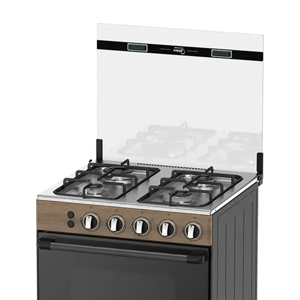 Midea 60x60 Gas Cooker 4G057-B (Wood Finish) – 4 Burners & Rotisserie