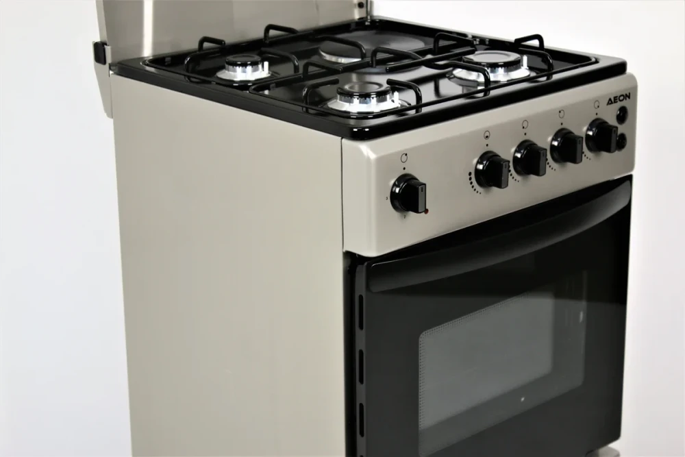 AEON 50x50 Gas Cooker (S5311MEIMPDBS) – 3 Gas Burners + 1 Hot Plate, Silver