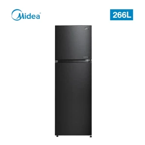 MIDEA 266L Double Door Refrigerator – Direct Cool, Smart Cooling, Convertible Modes (Model MDRT390MTE28, Jazz Black)