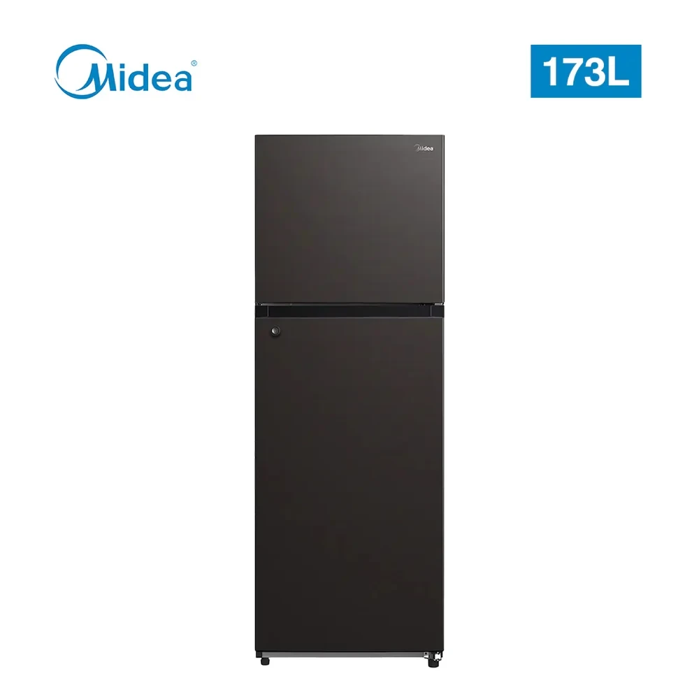 MIDEA 173L Top Mount Double Door Refrigerator – Manual Defrost & Adjustable Shelves (Model MDRT237FGG28, Jazz Black)