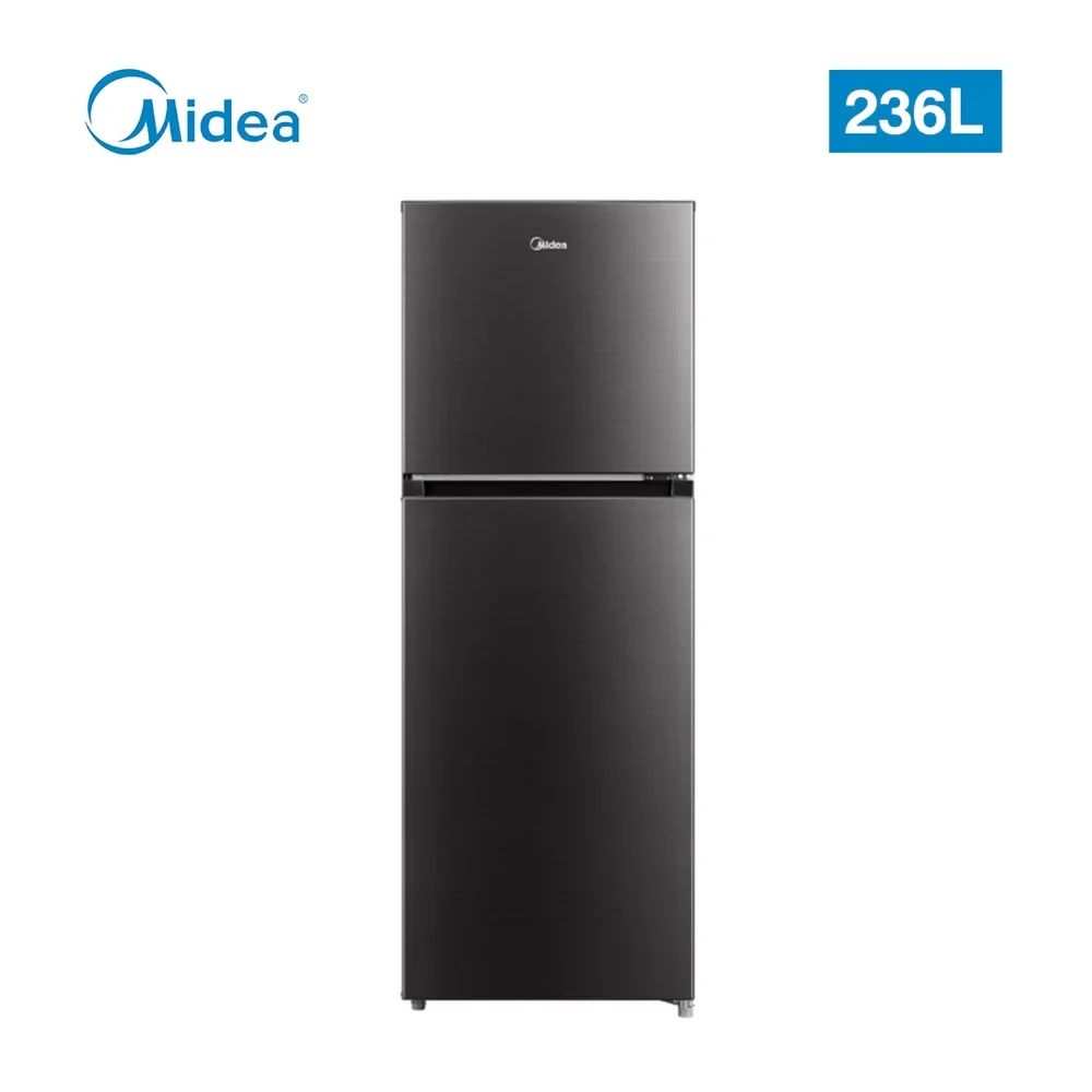 MIDEA 236L Double Door Refrigerator – Top Mount, Smart Cool & Adjustable Shelves (Model MDRT346MTV28, Jazz Black)