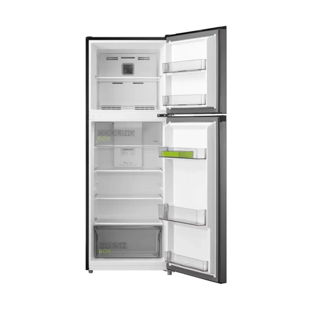 MIDEA 236L Double Door Refrigerator – Top Mount, Smart Cool & Adjustable Shelves (Model MDRT346MTV28, Jazz Black)