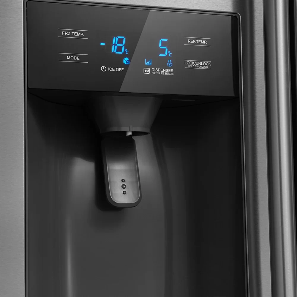 MIDEA 490L Side-by-Side Refrigerator – NoFrost  Water Ice Dispenser (Model MDRS678FGF02, Stainless)