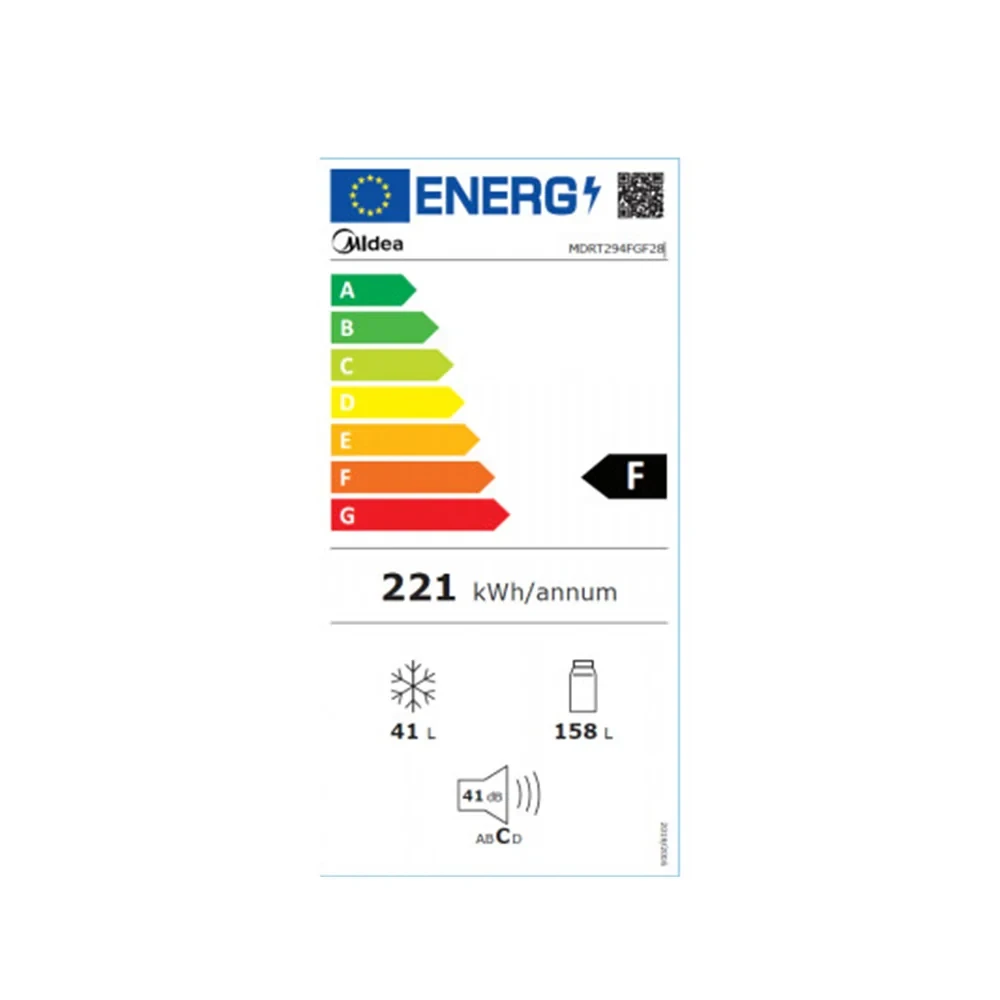 MIDEA 204L Double Door Refrigerator – Bottom Freezer & LED Lighting (Model MDRT294FGF28, Jazz Black)