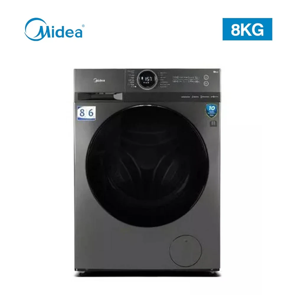 MIDEA 8kg Front-Load Washer & 6kg Dryer Inverter Washing Machine – Wi-Fi & LED Display (Model MF200D80WB/T, Dark Grey)