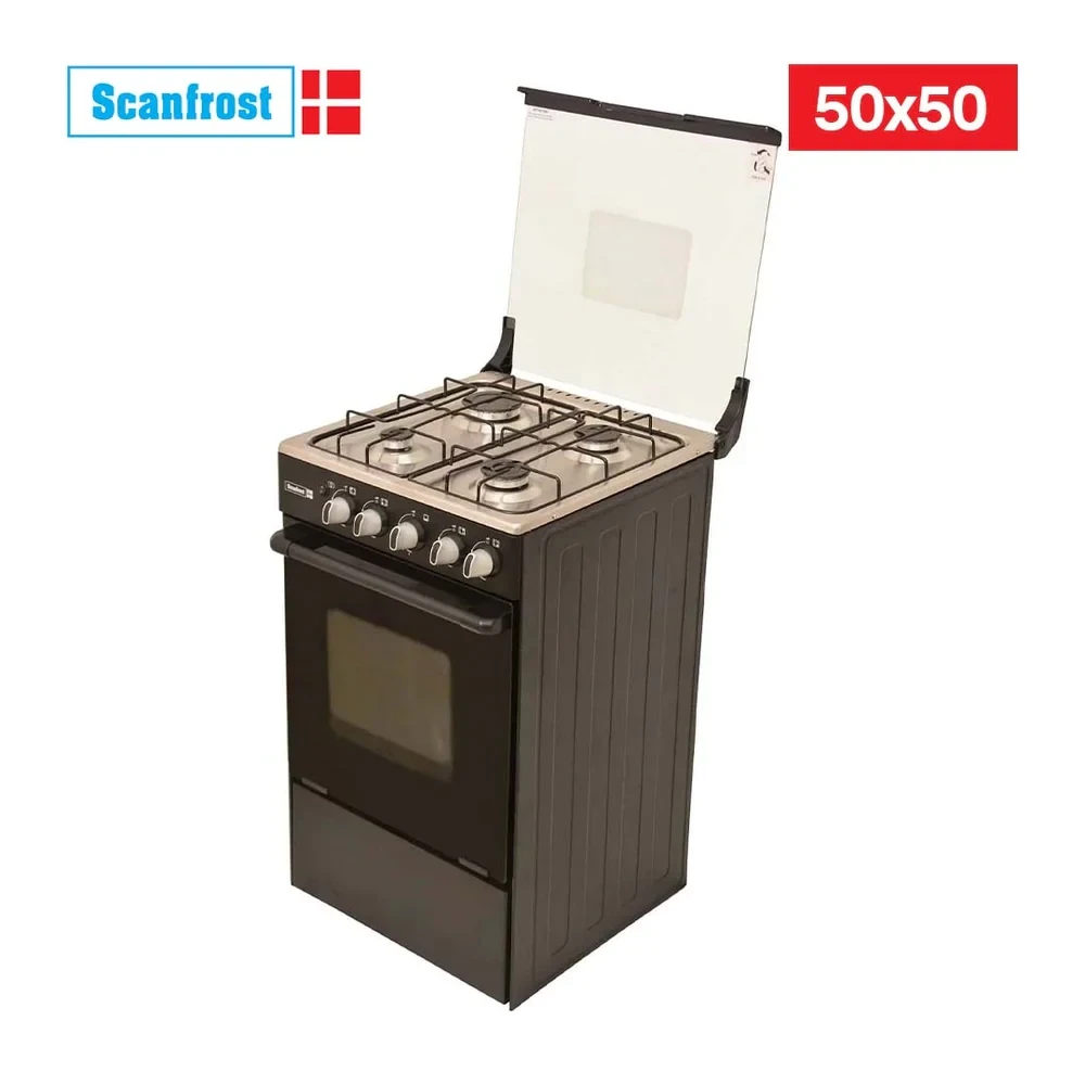 ScanFrost 50x50 cm 4-Burner Gas Cooker – SFC5402B, Black