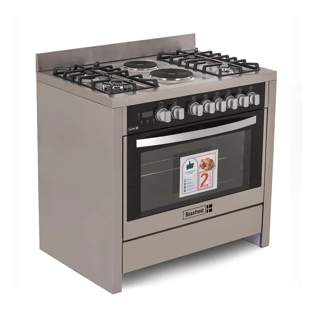 SCANFROST 90×60 CM 4-Gas + 2-Electric Cooker – Auto-Ignition Oven & Grill (SFC9423B)